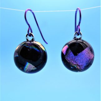 Dichroic on black Earrings.